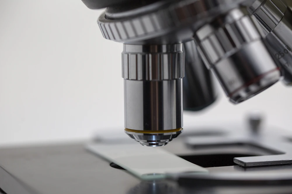 Laboratory microscope close-up